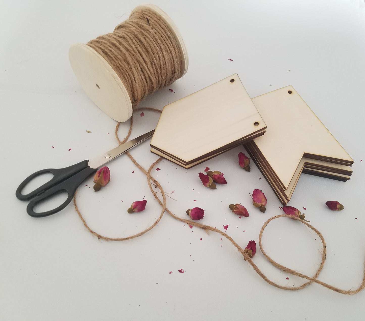 Girlande, Wimpel Rohling Set aus Holz zum basteln und dekorieren